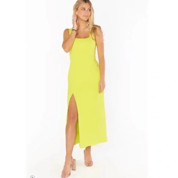 NWOT- Show me Your Mumu- Eden Midi Dress in Citrine stretch. (Electric green) XL - Picture 5 of 16